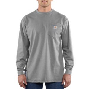 Carhartt Flame-Resistant Force Cotton Long-Sleeve T-Shirt - Light Gray