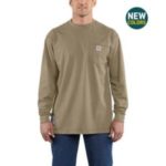 Carhartt Flame-Resistant Force® Long Sleeve Cotton T-Shirt Khaki