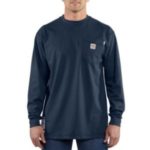Carhartt Flame-Resistant Force Cotton Long-Sleeve T-Shirt - Dark Navy