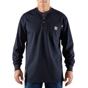 Carhartt Flame-Resistant Force Cotton Long-Sleeve Henley - Dark Navy