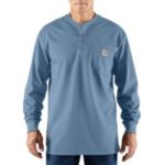 Carhartt Flame-Resistant Force Cotton Long-Sleeve Henley - Medium Blue