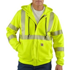 Carhartt Flame-Resistant Heavyweight High-Visibility Class 3 Hooded Zip-Front Sweatshirt-Brite Lime