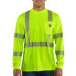 Carhartt Force High Visibility Long Sleeve Class 3 T-shirts- Brite Lime