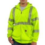 Carhartt High Visibility Zip-Front Class 3 Sweatshirt - Brite Lime