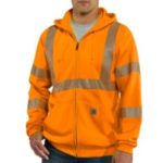 Carhartt High Visibility Zip-Front Class 3 Sweatshirt - Brite Orange