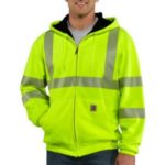 Carhartt High Visisbility Zop-Front Class 3 Thermal-Lined Sweatshirt - Brite Lime