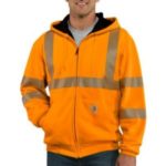 Carhartt High Visisbility Zop-Front Class 3 Thermal-Lined Sweatshirt - Brite Orange
