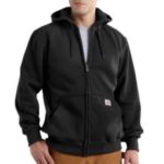 Carhartt Rain Defender Paxton Heavyweight Hooded Zip Front Sweatshirt - Black