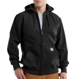 Carhartt Rain Defender Paxton Heavyweight Hooded Zip Front Sweatshirt - Black