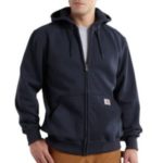Carhartt Rain Defender Paxton Heavyweight Hooded Zip Front Sweatshirt - New Navy
