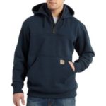 Carhartt Rain Defender Paxton Heavyweight Hooded Zip Mock Sweatshirt - New Navy