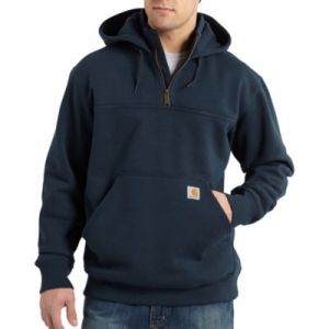 Carhartt Rain Defender Paxton Heavyweight Hooded Zip Mock Sweatshirt - New Navy