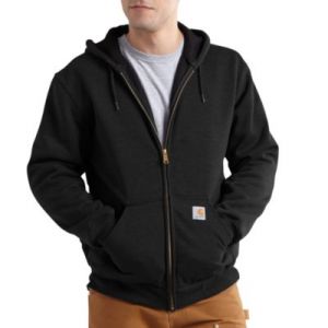Carhartt Rain Defender Rutland Thermal-Lined Hodded Zip-Front Sweatshirt - Black