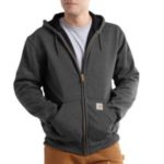 Carhartt Rain Defender Rutland Thermal-Lined Hodded Zip-Front Sweatshirt - Carbon Heather
