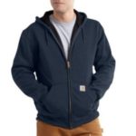 Carhartt Rain Defender Rutland Thermal-Lined Hodded Zip-Front Sweatshirt - New Navy