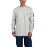Carhartt Flame-Resistant Force Cotton Graphic Long-Sleeve T-Shirt - Light Gray