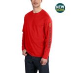 Carhartt Force® Delmont Long Sleeve Graphic T-Shirt- Electric Red