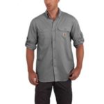Carhartt Men's Force® Ridgefield Long Sleeve Shirt - Asphalt