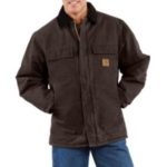 Carhartt Men's Sandstone Traditional Coat/Arctic Quilt-Lined - Dark Brown