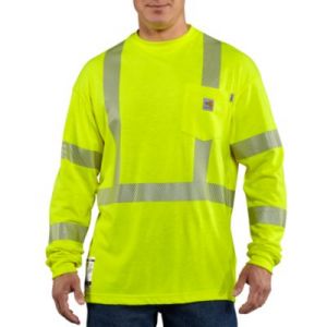 Carhartt Flame-Resistant High-Visisbility Class 3 Long Sleeve T-Shirt - Brite Lime