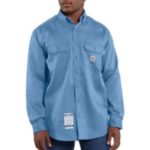 Carhartt Flame-Resistant Work-Dry Lightweight Twill Shirt - Medium Blue