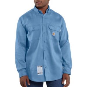 Carhartt Flame-Resistant Work-Dry Lightweight Twill Shirt - Medium Blue