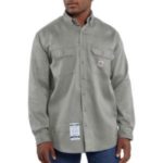 Carhartt Flame-Resistant Work-Dry Lightweight Twill Shirt - Gray