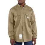 Carhartt Flame-Resistant Work-Dry Lightweight Twill Shirt - Khaki
