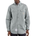 Carhartt Flame-Resistant Classic Twill Shirt with Pocket Flaps - Gray