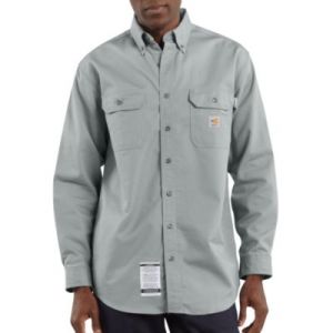 Carhartt Flame-Resistant Classic Twill Shirt with Pocket Flaps - Gray