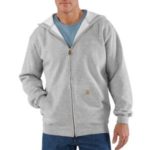 Carhartt Men's Midweight Hooded Zip-Front Sweatshirt Heather Grey K122 HGY