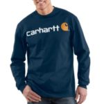 Carhartt Long-Sleeve Logo T-Shirt - Navy