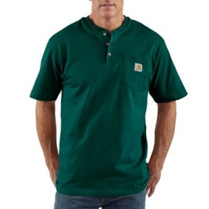 Men's Short Sleeve Workwear Henley Hunter Green K84 HTG
