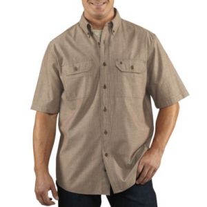 Carhartt Fort Solid Short-Sleeve Shirt - Dark Tan Chambray