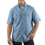 Carhartt Fort Solid Short-Sleeve Shirt - Denim Blue Chambray