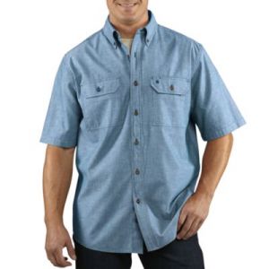 Carhartt Fort Solid Short-Sleeve Shirt - Denim Blue Chambray