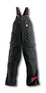 Carhartt Duck Zip-To-Thigh Bib Overall / Quilt Lined Black R41 BLK