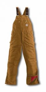 Carhartt Duck Zip-To-Thigh Bib Overall / Quilt Lined Brown R41 BRN
