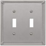 Amerelle Imperial Bead Brushed Nickel Gray 2 gang Metal Toggle Wall Plate 1 pk 74TTBN