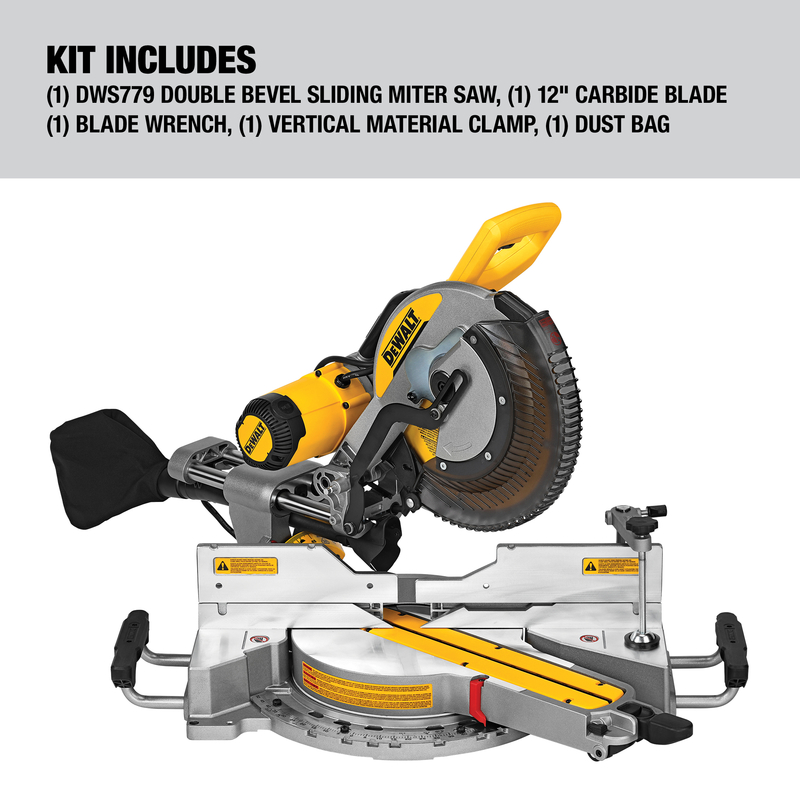DeWalt 12 in. Corded Dual-Bevel Sliding Compound Miter Saw Bare Tool 120 V 15 amps 3800 rpm DWS779 - Image 3