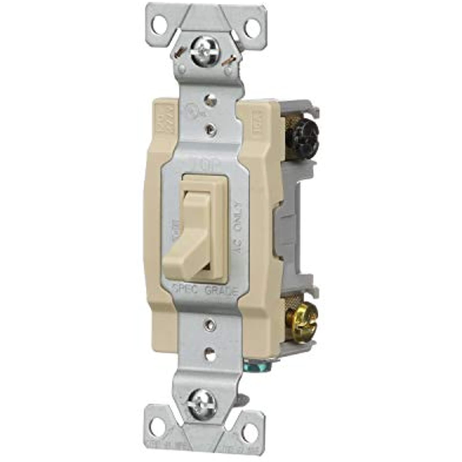 EATON Wiring 1242-7V-BOX 15-Amp, 120-Volt Standard Grade 4-Way Framed Toggle AC Quiet Switch, Ivory - Image 2