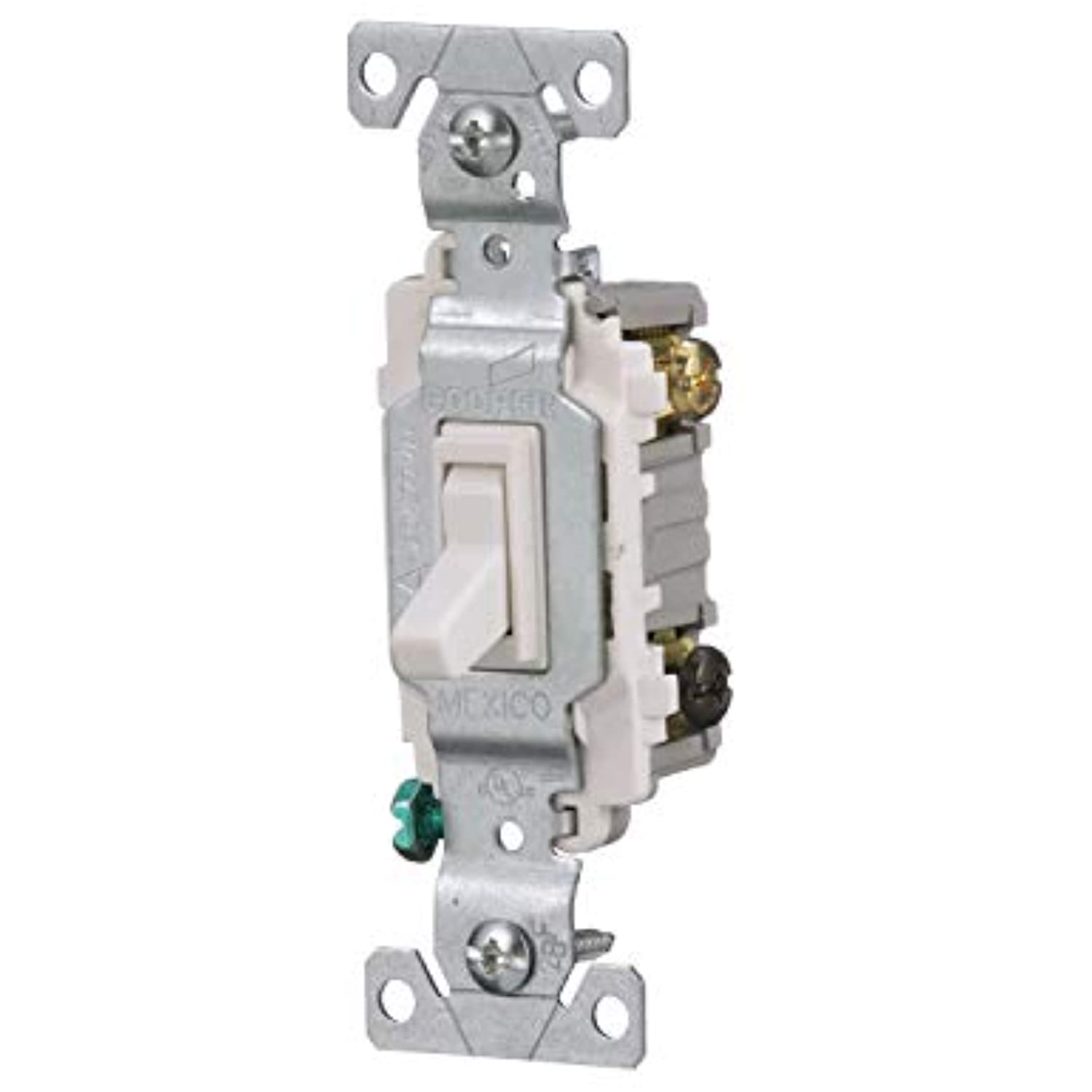 EATON Wiring CSB115STW-SP-L 15-Amp, 120/277-Volt/AC Commercial Specification Grade Single Pole AC Toggle Switch, White - Image 2