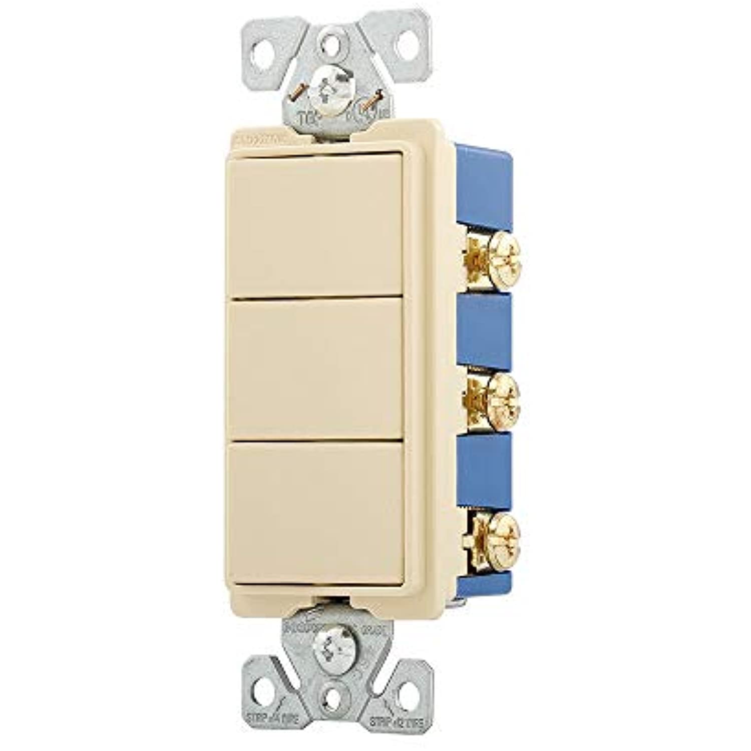 Eaton 7729V-SP 15-Amp 3-Way 120-Volt Decorator Heavy Duty Grade Three Single-Pole Combination Switches, Ivory - Image 2