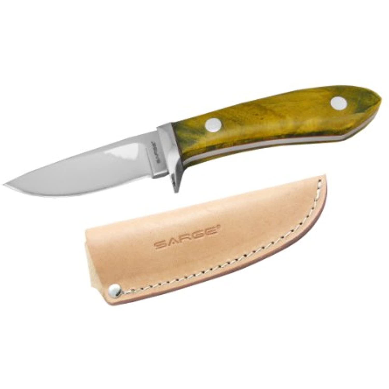 Sarge Knives Tom Kreger Fixed Blade Bird Knife with 2-1/2-Inch Stainless Steel Blade and Maple Burl Wood Polished Stainless Finger Guard SK-922