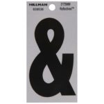 Hillman 3 inch Reflective Black Mylar Self-Adhesive Special Character Ampersand  839538 (Pack Of 6)