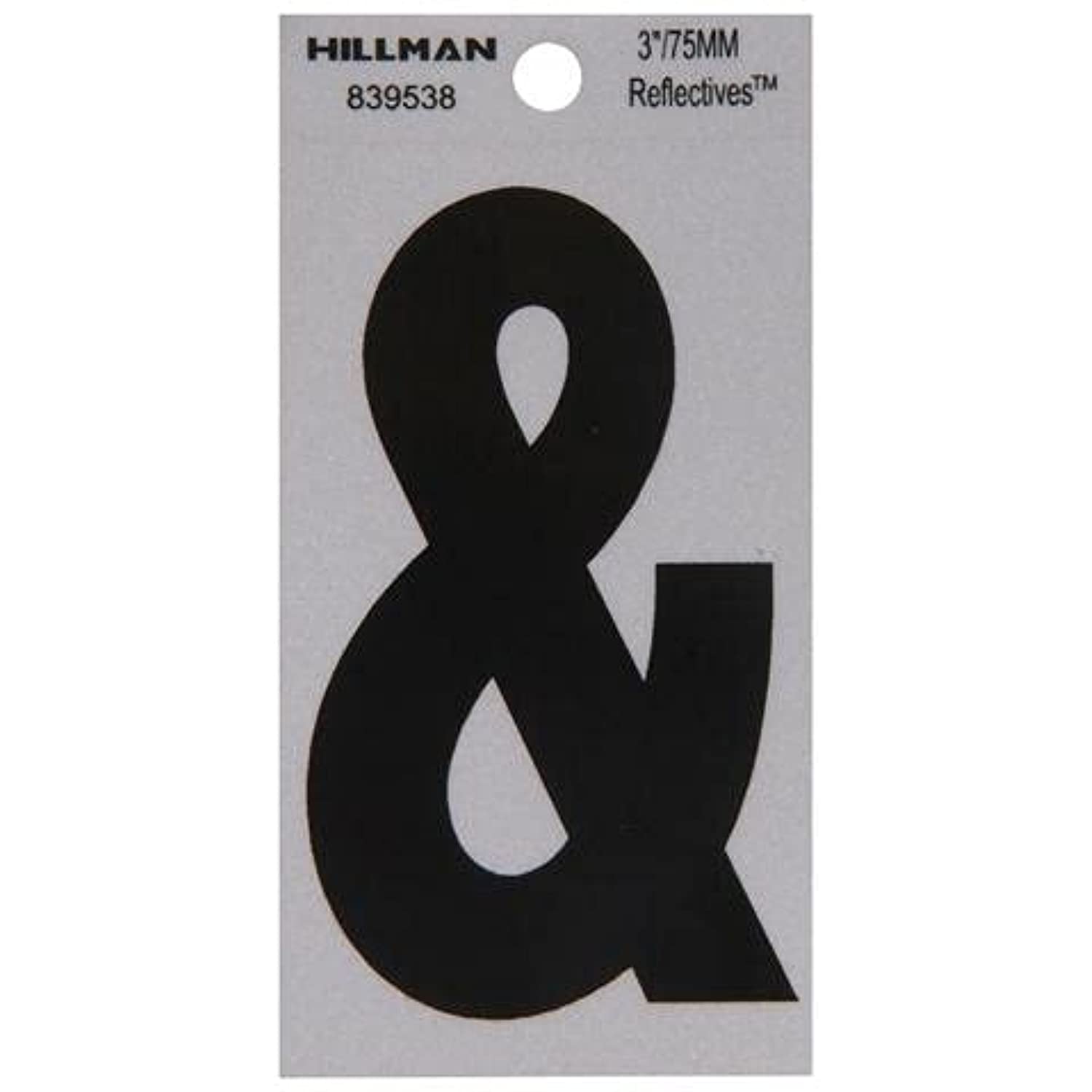 Hillman 3 inch Reflective Black Mylar Self-Adhesive Special Character Ampersand 839538 (Pack Of 6)