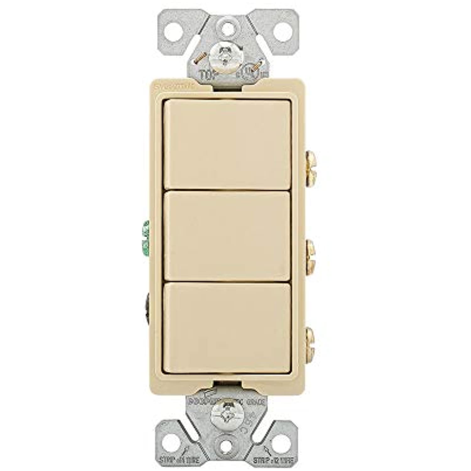 Eaton 7729V-SP 15-Amp 3-Way 120-Volt Decorator Heavy Duty Grade Three Single-Pole Combination Switches, Ivory
