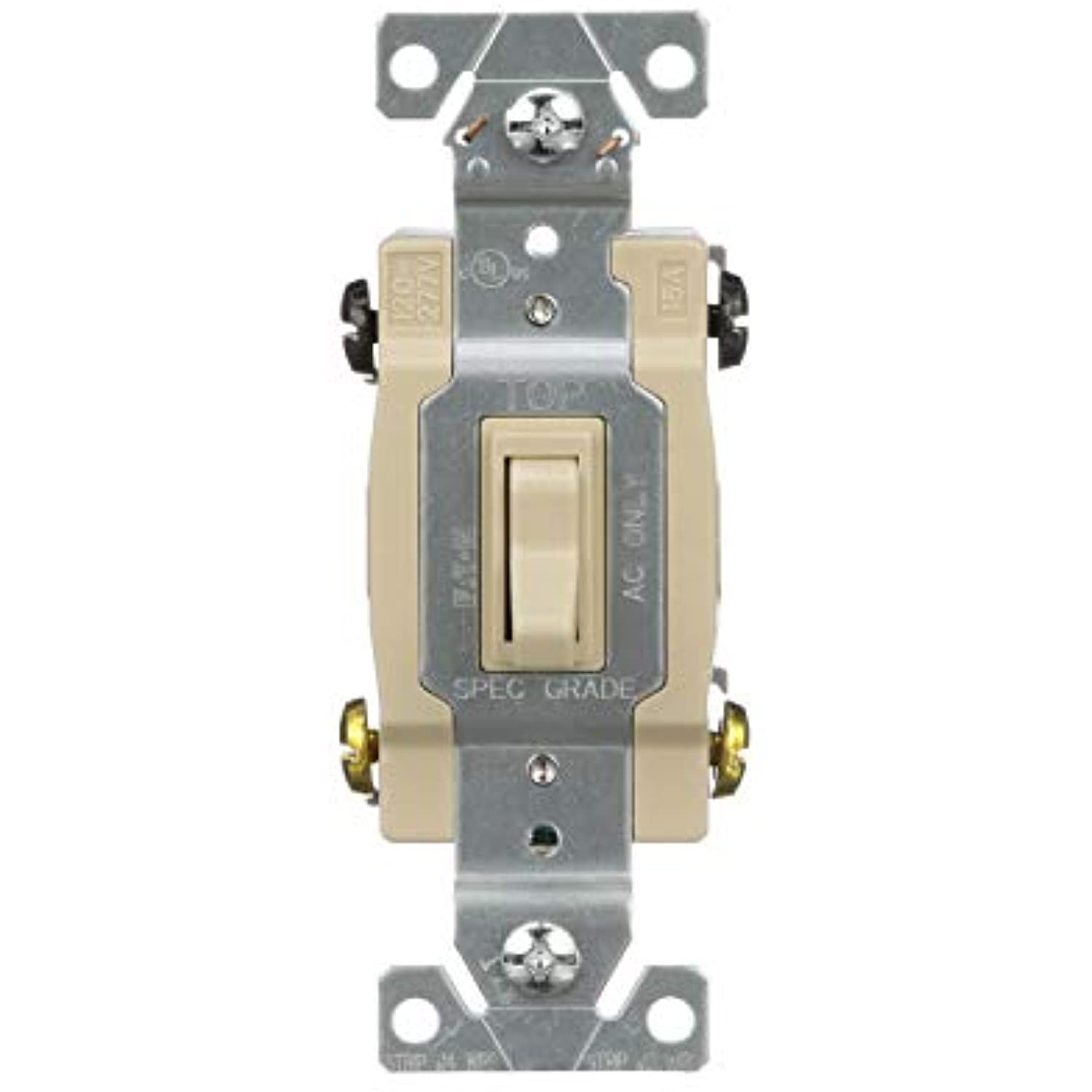 EATON Wiring 1242-7V-BOX 15-Amp, 120-Volt Standard Grade 4-Way Framed Toggle AC Quiet Switch, Ivory