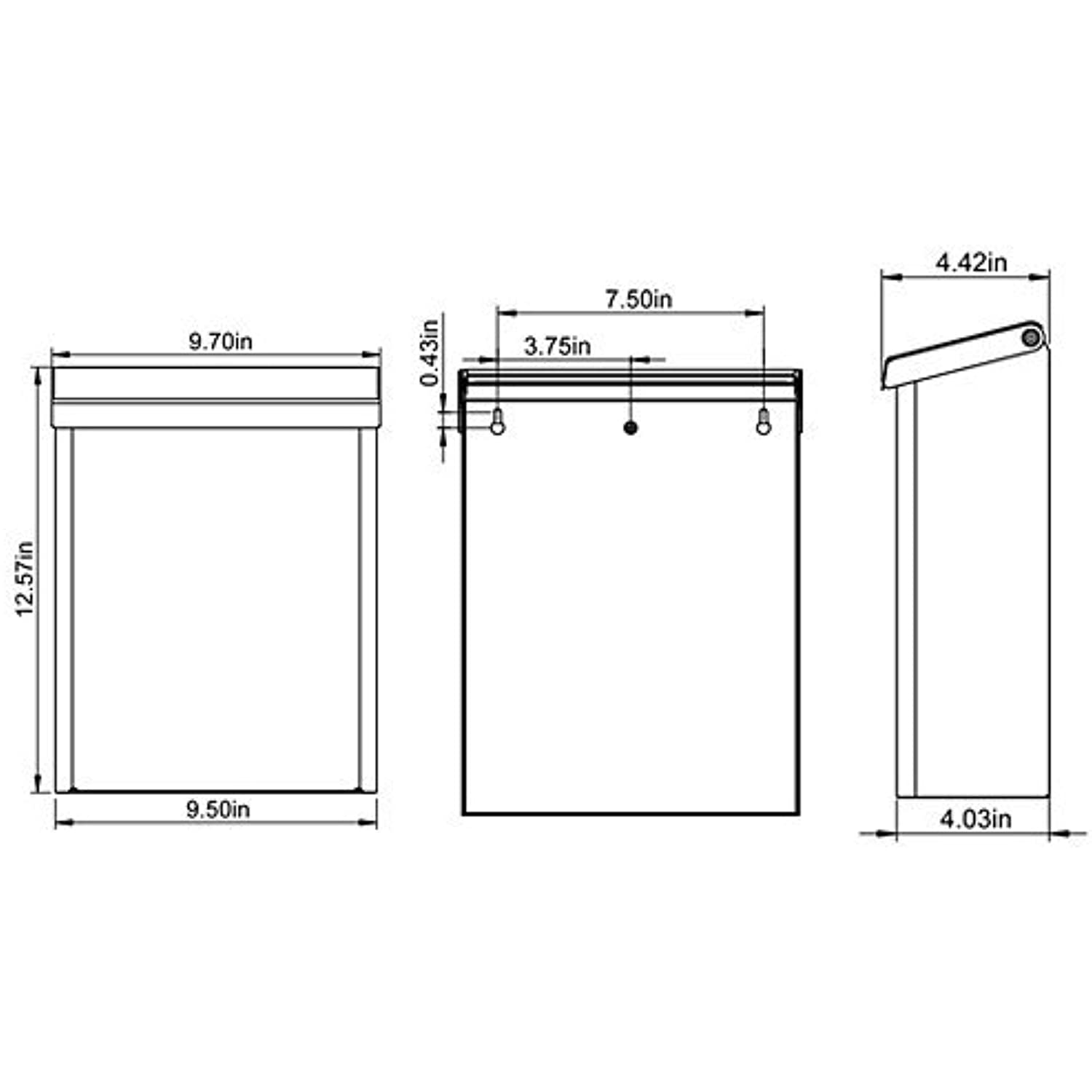 Gibraltar Mailboxes Designer Classic Galvanized Steel Wall Mount Black Mailbox DVK00000 - Image 4
