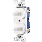 EATON 271W-BOX Arrow Hart 271W Duplex Grounding Toggle Switch, 120/277 Vac, 15 A, 1 Pole, White